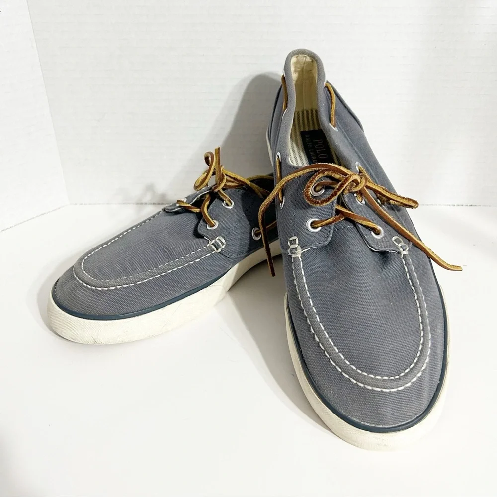 Polo by Ralph Lauren Sander Canvas Lace Up Sneakers Round Toe Polo Branding 🩵🩶